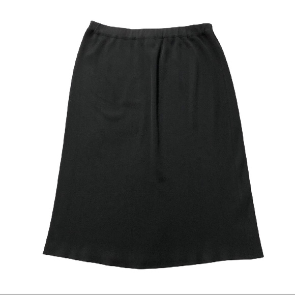 Ming Wang Black Ribbed Knit Stretch A Line Skirt - Picture 5 of 8